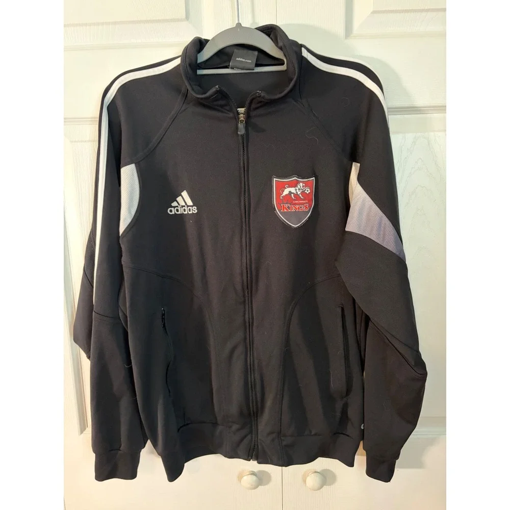 Adidas Cincinnati Kings Soccer Track Jacket‎ Mens Black Full Zip 3 Stripe Coat